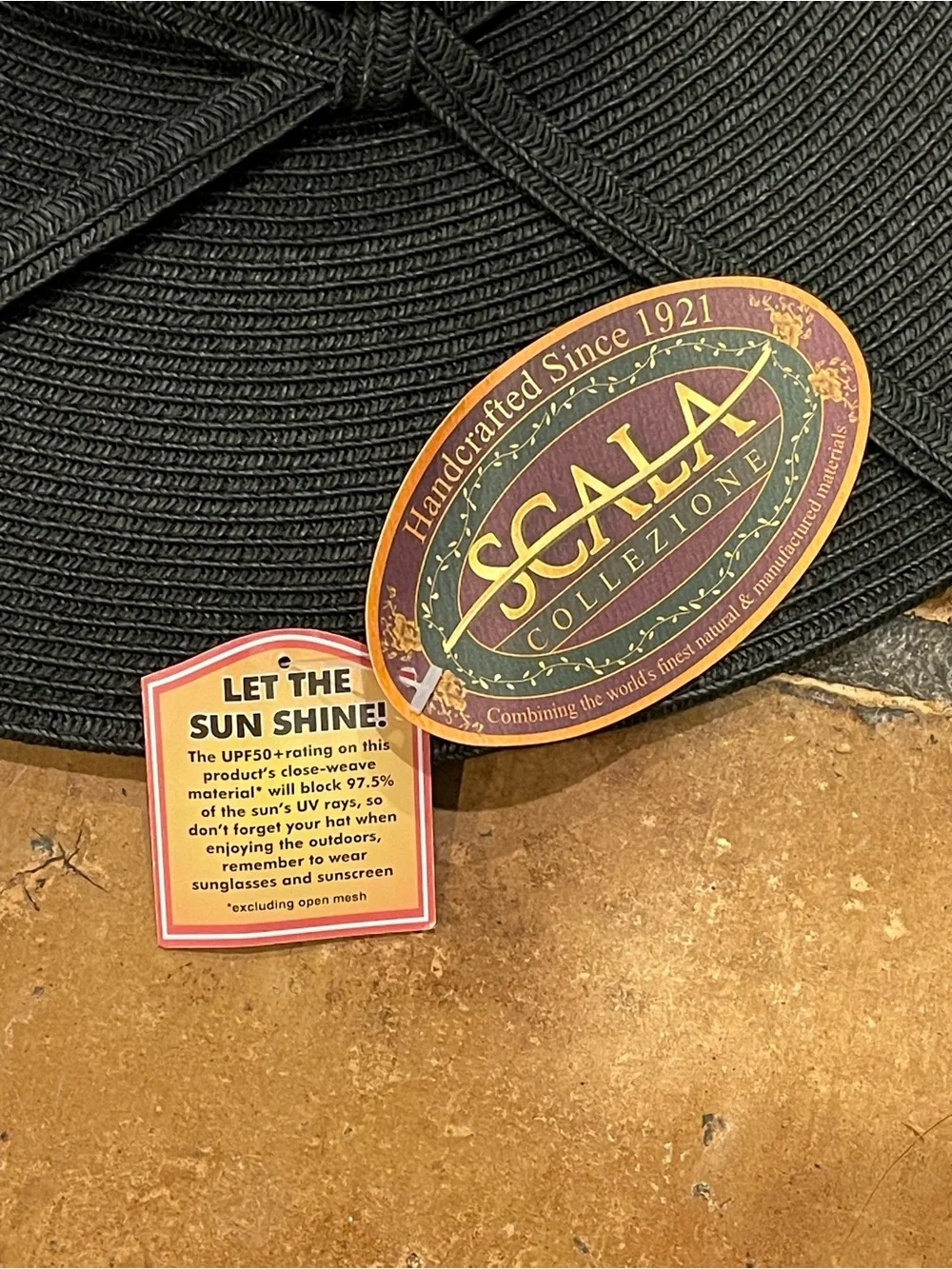 Scala Collezione Black Wide Brim Sun Hat LP44-BLK NWT UPF 50+ OS